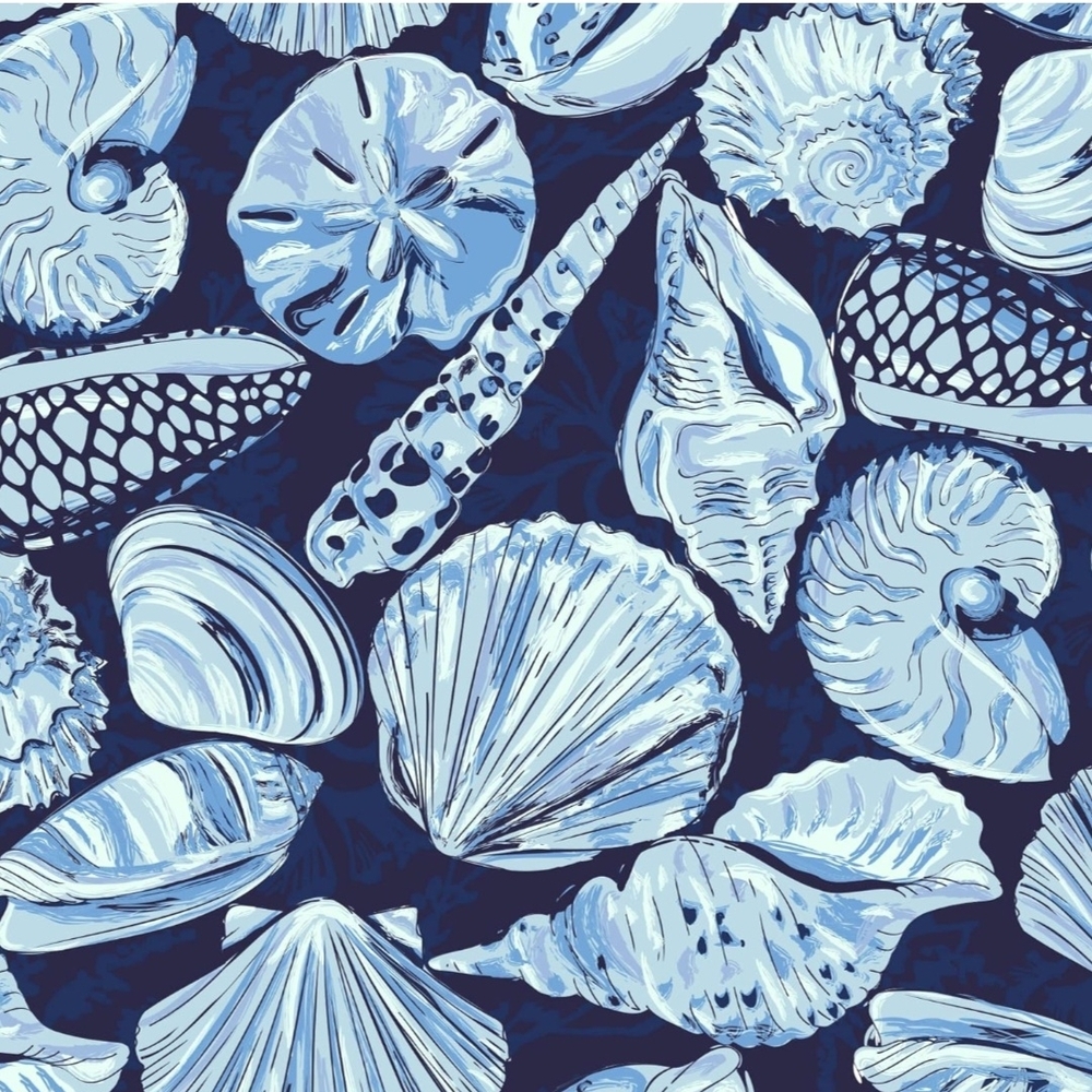 Vera Bradley Morning Shells Pattern Blue Seashell Tote - Picture 6 of 15